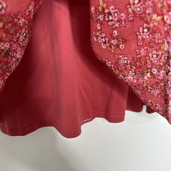 Lauren Conrad Blouse Pink Ditsy Floral Flutter Sleeve Size 2X Boho Hippie - Picture 2 of 10